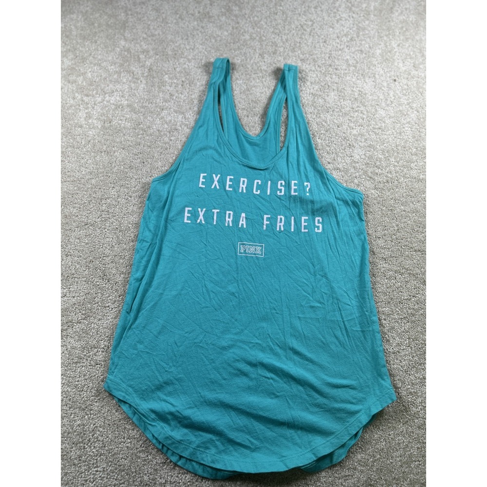 Victoria's Secret Pink Tank Top Womens Small Exercise Extra Fries Graphic Shirt‎